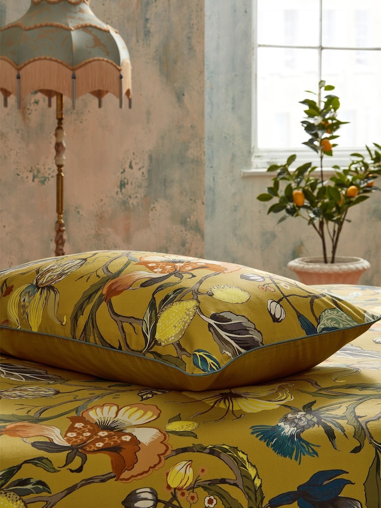 EW by Edinburgh Weavers Yellow Morton Timeless Tribute Floral 200 Thread Count 100% Cotton Duvet Cover And Pillowcase Set - Image 4 of 4