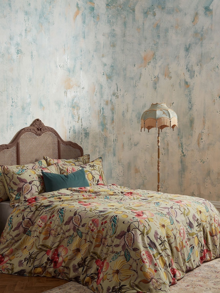 EW by Edinburgh Weavers Grey Morton Timeless Tribute Floral 200 Thread Count 100% Cotton Duvet Cover And Pillowcase Set - Image 1 of 4