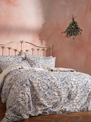 EW by Edinburgh Weavers Blue Malory English Floral Luxury 100% Cotton Slub Cord Pipe Duvet Cover And Pillowcase Set - Image 1 of 4