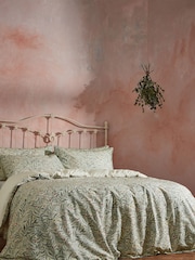 EW by Edinburgh Weavers Green Malory English Floral Luxury 100% Cotton Slub Cord Pipe Duvet Cover And Pillowcase Set - Image 1 of 4