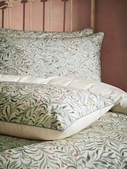 EW by Edinburgh Weavers Green Malory English Floral Luxury 100% Cotton Slub Cord Pipe Duvet Cover And Pillowcase Set - Image 3 of 4
