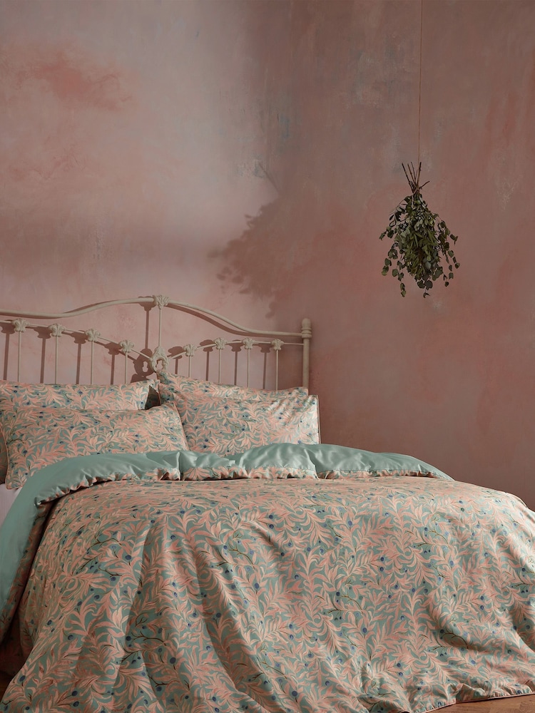 EW by Edinburgh Weavers Pink Malory English Floral Luxury 100% Cotton Slub Cord Pipe Duvet Cover And Pillowcase Set - Image 1 of 4