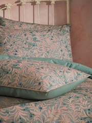 EW by Edinburgh Weavers Pink Malory English Floral Luxury 100% Cotton Slub Cord Pipe Duvet Cover And Pillowcase Set - Image 3 of 4
