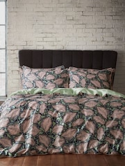 EW by Edinburgh Weavers Green Magali Cascading Leaves 200 Thread Count 100% Cotton Duvet Cover And Pillowcase Set - Image 1 of 4