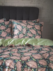 EW by Edinburgh Weavers Green Magali Cascading Leaves 200 Thread Count 100% Cotton Duvet Cover And Pillowcase Set - Image 2 of 4