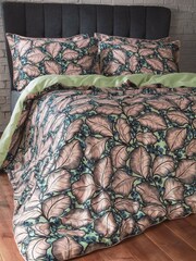 EW by Edinburgh Weavers Green Magali Cascading Leaves 200 Thread Count 100% Cotton Duvet Cover And Pillowcase Set - Image 3 of 4