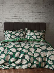 EW by Edinburgh Weavers Green Magali Cascading Leaves 200 Thread Count 100% Cotton Duvet Cover And Pillowcase Set - Image 1 of 4