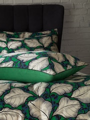 EW by Edinburgh Weavers Green Magali Cascading Leaves 200 Thread Count 100% Cotton Duvet Cover And Pillowcase Set - Image 3 of 4