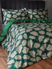 EW by Edinburgh Weavers Green Magali Cascading Leaves 200 Thread Count 100% Cotton Duvet Cover And Pillowcase Set - Image 4 of 4