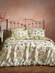 EW by Edinburgh Weavers Natural Songbird Symmetrical Motif Luxury 100% Cotton Slub Cord Duvet Cover And Pillowcase Set - Image 1 of 4