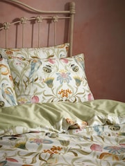 EW by Edinburgh Weavers Natural Songbird Symmetrical Motif Luxury 100% Cotton Slub Cord Duvet Cover And Pillowcase Set - Image 2 of 4