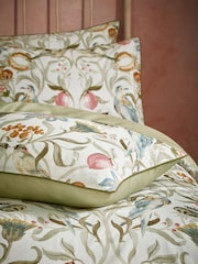 EW by Edinburgh Weavers Natural Songbird Symmetrical Motif Luxury 100% Cotton Slub Cord Duvet Cover And Pillowcase Set - Image 4 of 4