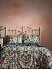 EW by Edinburgh Weavers Blue Songbird Symmetrical Motif Luxury 100% Cotton Slub Cord Duvet Cover And Pillowcase Set - Image 1 of 4