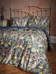 EW by Edinburgh Weavers Blue Songbird Symmetrical Motif Luxury 100% Cotton Slub Cord Duvet Cover And Pillowcase Set - Image 2 of 4