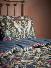 EW by Edinburgh Weavers Blue Songbird Symmetrical Motif Luxury 100% Cotton Slub Cord Duvet Cover And Pillowcase Set - Image 3 of 4