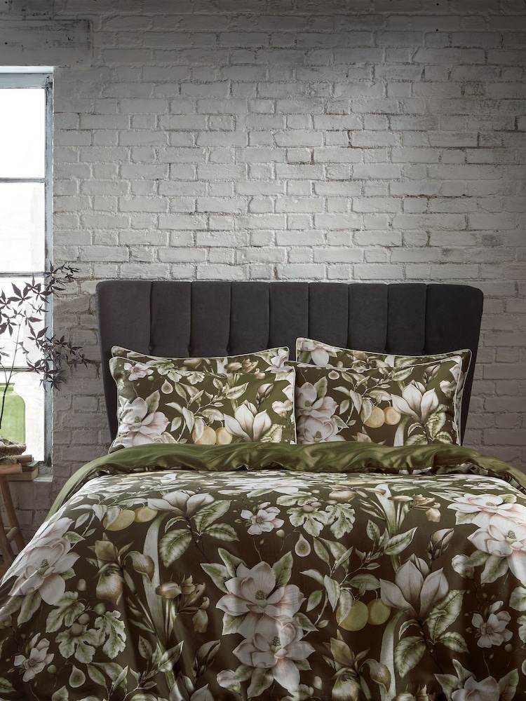 EW by Edinburgh Weavers Green Lavish Botanical 200 Thread Count 100% Cotton Sateen Co Duvet Cover And Pillowcase Set - Image 1 of 4