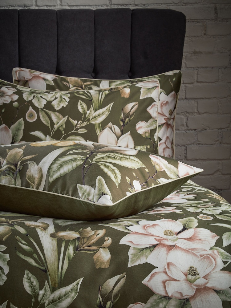 EW by Edinburgh Weavers Green Lavish Botanical 200 Thread Count 100% Cotton Sateen Co Duvet Cover And Pillowcase Set - Image 4 of 4
