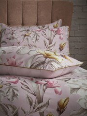 EW by Edinburgh Weavers Pink Lavish Botanical 200 Thread Count 100% Cotton Sateen Co Duvet Cover And Pillowcase Set - Image 4 of 4
