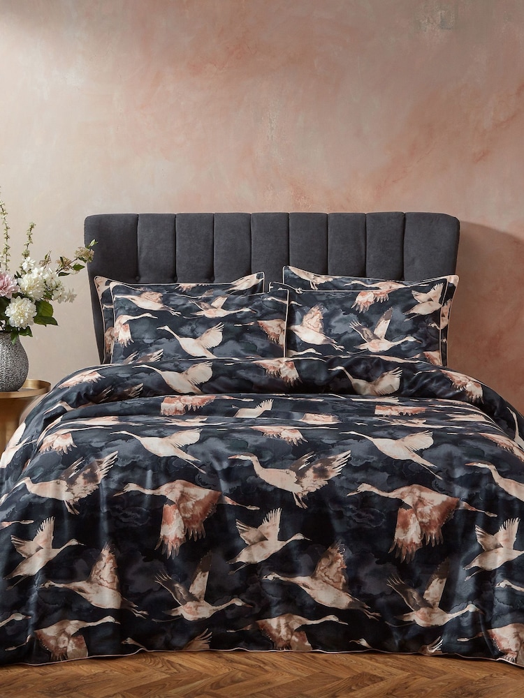EW by Edinburgh Weavers Blue Flyaway Enchanting Avarian Luxury Slub 100% Cotton Cord Duvet Cover And Pillowcase Set - Image 1 of 4