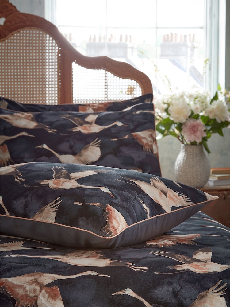 EW by Edinburgh Weavers Blue Flyaway Enchanting Avarian Luxury Slub 100% Cotton Cord Duvet Cover And Pillowcase Set - Image 2 of 4