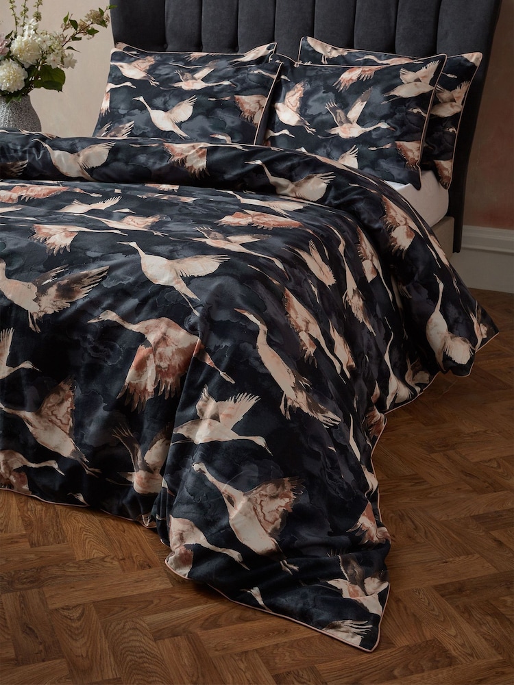 EW by Edinburgh Weavers Blue Flyaway Enchanting Avarian Luxury Slub 100% Cotton Cord Duvet Cover And Pillowcase Set - Image 4 of 4