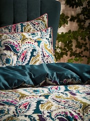 EW by Edinburgh Weavers Blue Aretha Persian Paisley 200 Thread Count 100% Cotton Duvet Cover And Pillowcase Set - Image 2 of 4