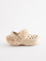 Neutral Beige Faux Fur Lined Clog Slippers - Image 2 of 5