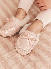 Pink Sparkle Moccasin Slippers - Image 1 of 7