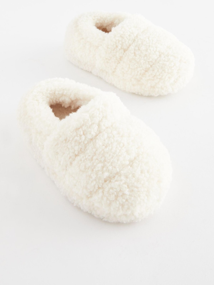 Cream Borg - Teddy Borg Fleece Slippers - Image 3 of 7