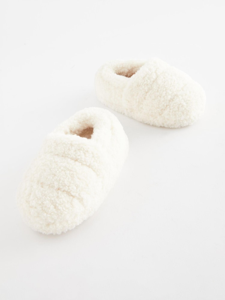 Cream Borg - Teddy Borg Fleece Slippers - Image 5 of 7