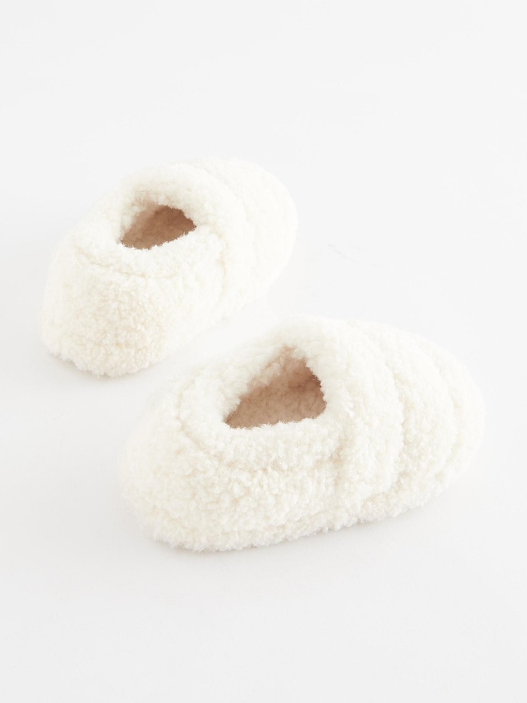 Cream Borg - Teddy Borg Fleece Slippers - Image 6 of 7