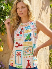 Roman White Holiday Print Vest Top - Image 1 of 4