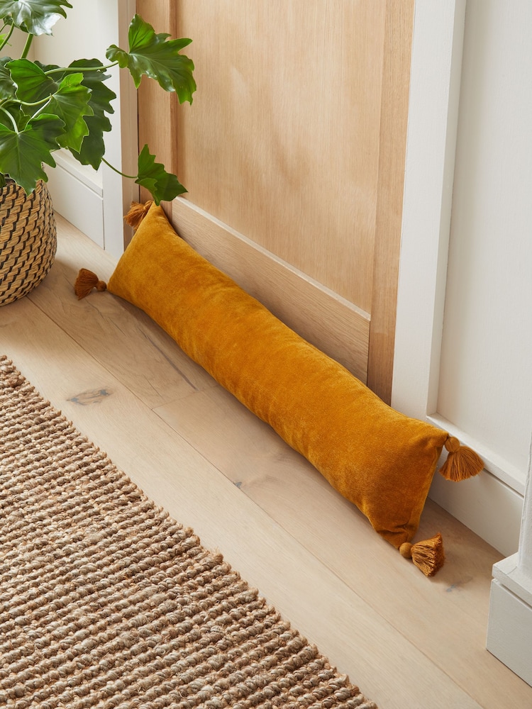 Ochre Yellow Soft Velour Draught Excluder - Image 1 of 4