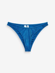 Calvin Klein Blue Monogram Rib High Leg Cheeky Bikini - Image 4 of 4