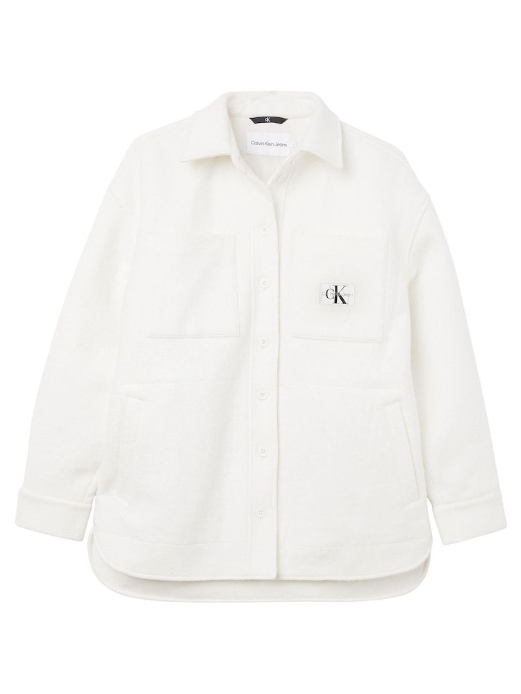 Calvin Klein Jeans White Boucle Textured Shacket - Image 2 of 3