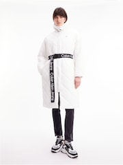 Calvin Klein Jeans White Belted Quilted Coat - Image 1 of 3