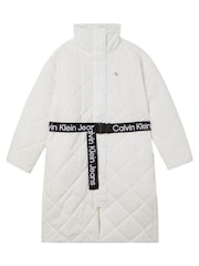 Calvin Klein Jeans White Belted Quilted Coat - Image 2 of 3