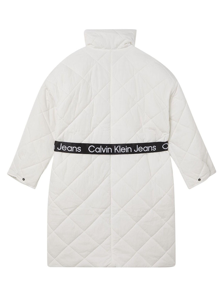 Calvin Klein Jeans White Belted Quilted Coat - Image 3 of 3