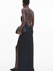 Calvin Klein Shine Chiffon Slip Maxi Black Dress - Image 2 of 6