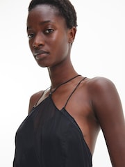 Calvin Klein Shine Chiffon Slip Maxi Black Dress - Image 3 of 6
