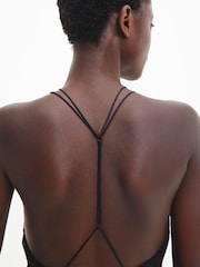 Calvin Klein Shine Chiffon Slip Maxi Black Dress - Image 4 of 6