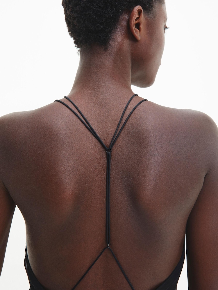 Calvin Klein Shine Chiffon Slip Maxi Black Dress - Image 4 of 6