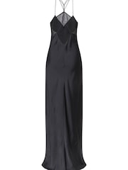 Calvin Klein Shine Chiffon Slip Maxi Black Dress - Image 5 of 6