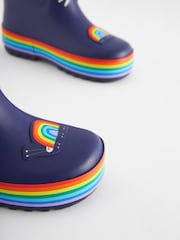 Navy Blue Rainbow Rubber Wellies - Image 4 of 5