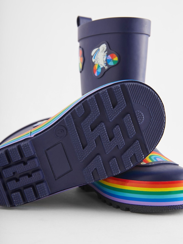 Navy Blue Rainbow Rubber Wellies - Image 5 of 5