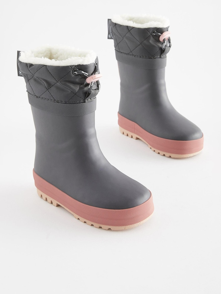 Charcoal Grey Thermal Thinsulate™ Lined Cuff Wellies - Image 1 of 6