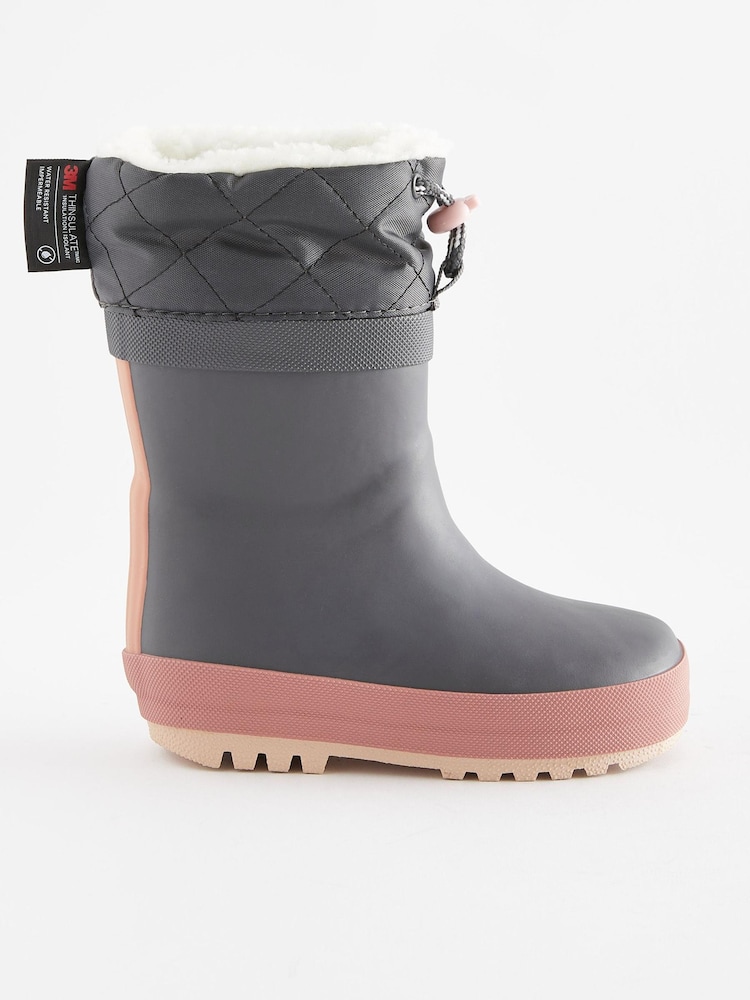 Charcoal Grey Thermal Thinsulate™ Lined Cuff Wellies - Image 2 of 6