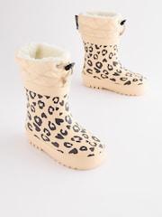 Cream Animal Print Thermal Thinsulate™ Lined Cuff Wellies - Image 1 of 7