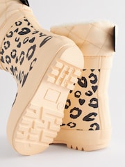 Cream Animal Print Thermal Thinsulate™ Lined Cuff Wellies - Image 5 of 7