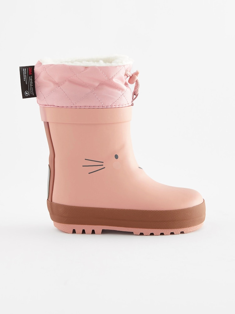 Pink Bunny Thermal Thinsulate™ Lined Cuff Wellies - Image 2 of 6